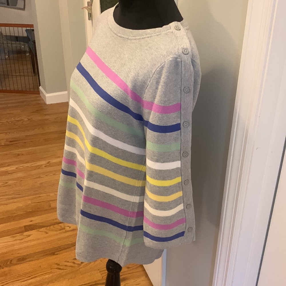 Talbots Multicolor Stripe Button 3/4 Sleeve Detai… - image 2